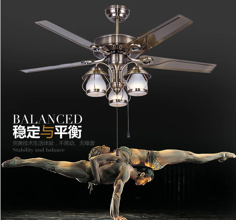 Iron blades decoration European style Ceiling fan with light