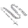 White faceted Bead Rosary with Metal Centerpiece and Crucifix Cross Bulk Wholesale Catholic Rosary Bead Necklace