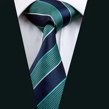 A587 Dropship Ties Green Royal Blue Stripes Neckties Wedding Party Tie ...