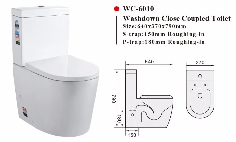 Twopiece Washdown Watermark Toilet S/p Trap With Geberit Or R&t Flush