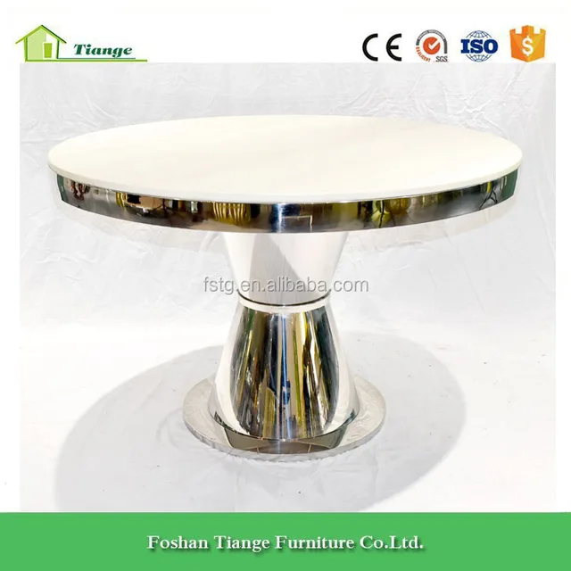 italy style <strong>round</strong> natural white marble dining table with chrome