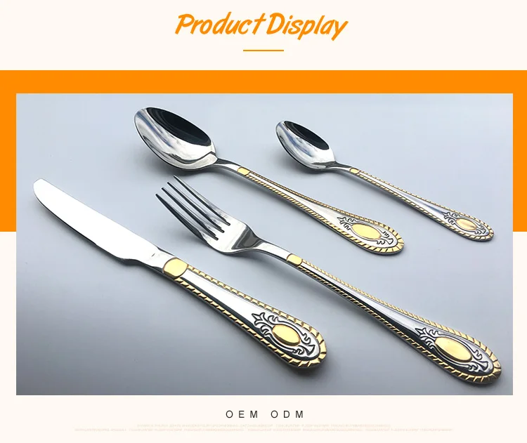 2020 New Year Gifts Stainless Steel 24 Pcs Flatware Sets Cutlery Gold