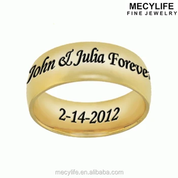 Mecylife Stainless Steel Gold Tone Ring Name Design For Him And