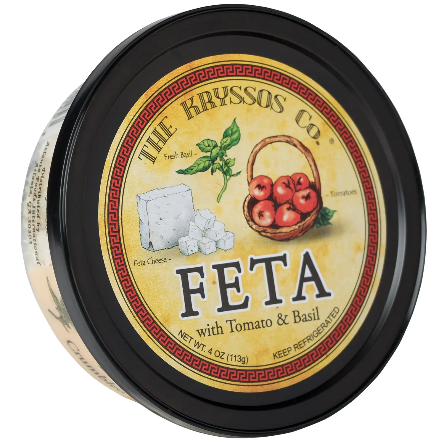 KRYSSOS Traditional Feta Crumbled with Tomato and Basil, 4 oz