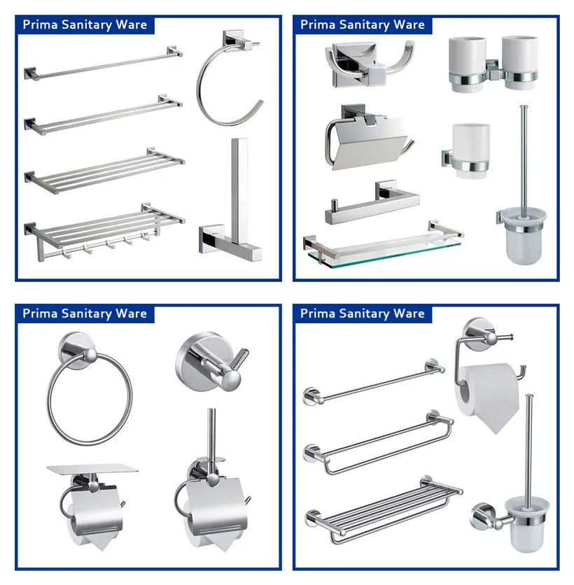 Simply 304 Stainless Steel Bathroom Accessories Set 6 Pcs For Shower