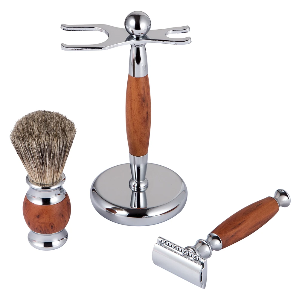 
new 2019 man safety razor set with shave brush and razor stand 