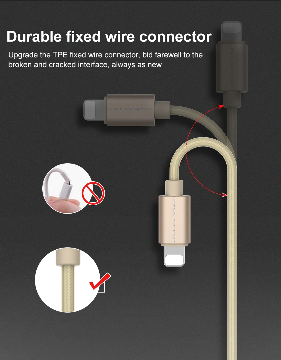 Jellico KN-10 USB Mobile Accessories MFI Certified Mobile Data Cable Charging Cable For Iphone