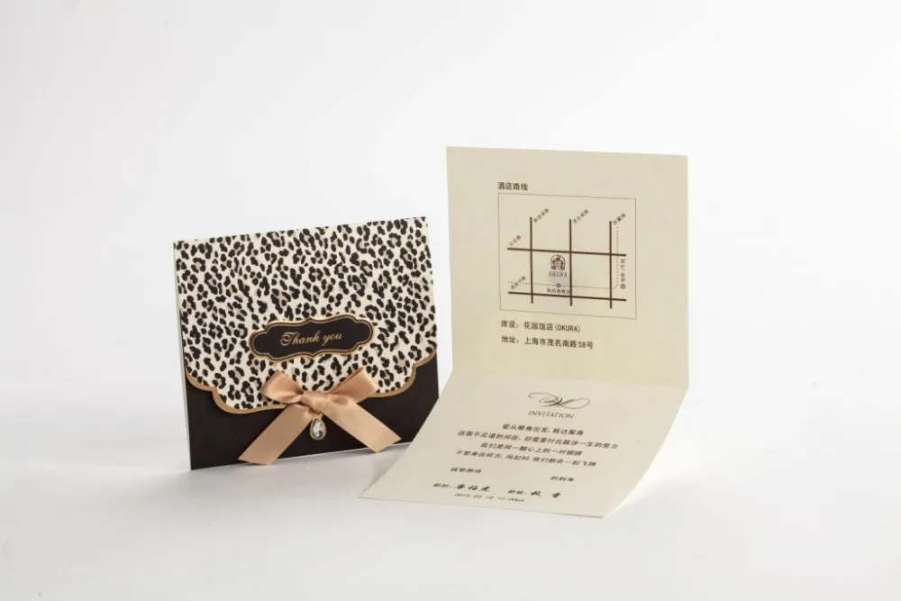 Leopard Print Wedding Invitations Cards Engagement Gatefold Invites Leopard Print Wedding Invitations Cards Engagement Gatefold Invites Favors W Ribbon Bow Rhinestone Cw5157