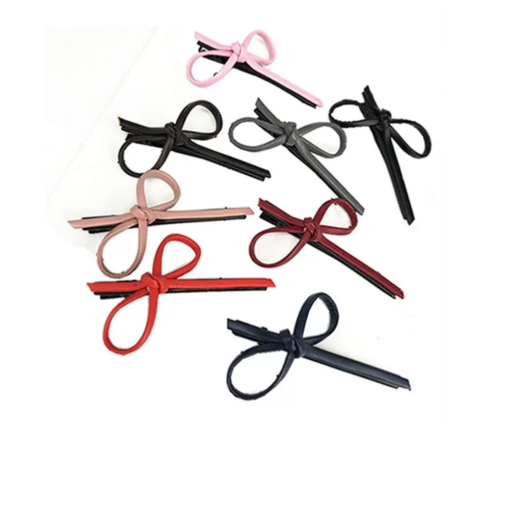 ShungFun 8pcs Vintage Women Leather Hair Clips Little Girl Hair Bows Hair Barrettes Hair Holders