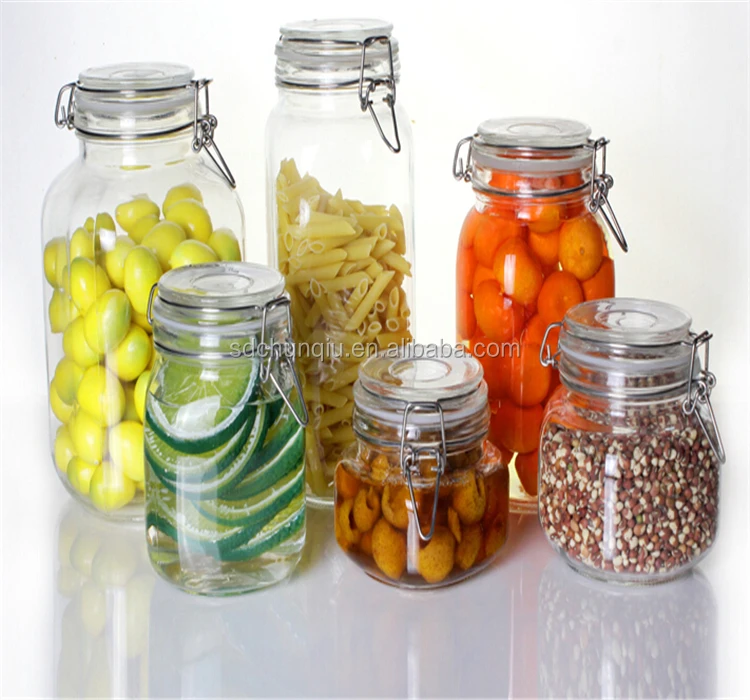 1l 1.5l 2l Glass Canning Jar With Metal Clip,2000ml Glass Canning