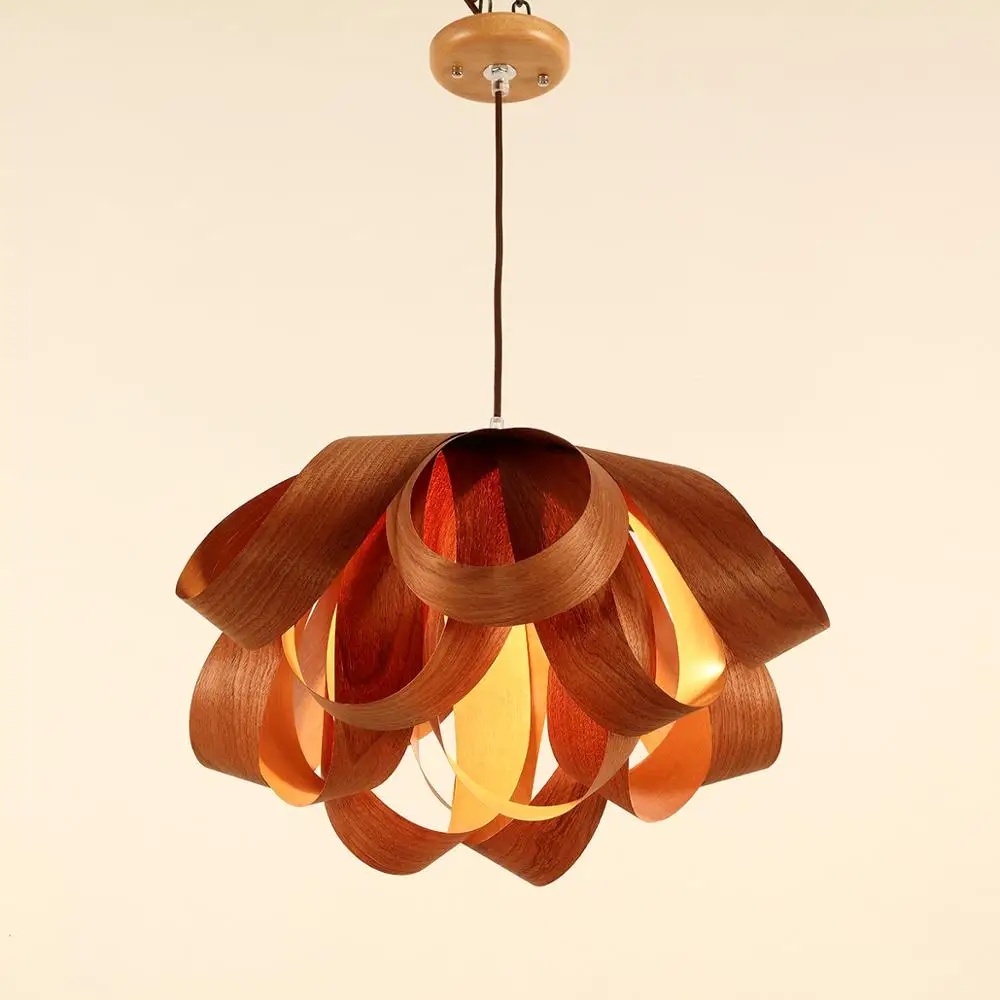 Interior Project Braid Wooden Veneer Lamp Hollow Wood Chandeliers Braid Wooden Veneer Lamp
