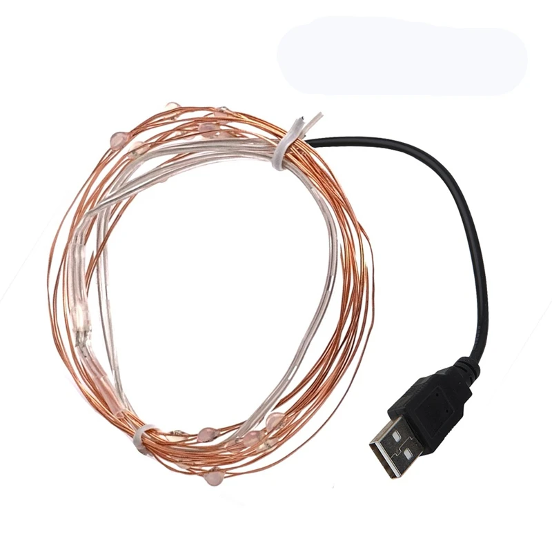 2M 20 Led 5V USB Powered Led Rice Copper Wire String Lights