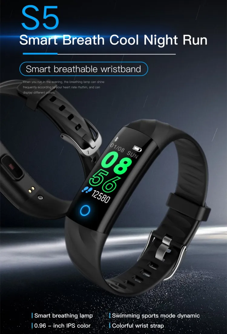 Heart Rate Monitor Activty Tracker S5 Smart Bracelet Watch With Sleep