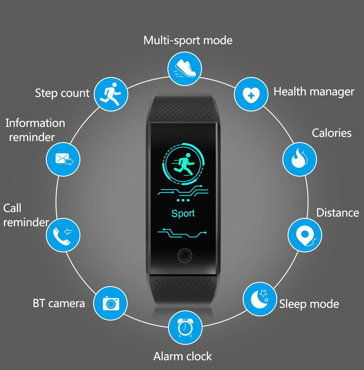 blood oxygen monitoring sports waterproof smart bracelet