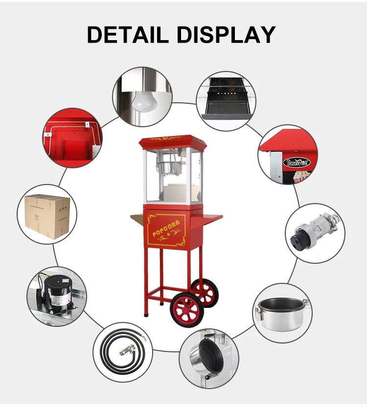 Gas Popcorn Kettle Corn Cart Commercial Stainless Steel Electric