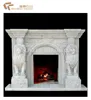 White Carved Marble Fireplace Mantel With Lion Head and Face