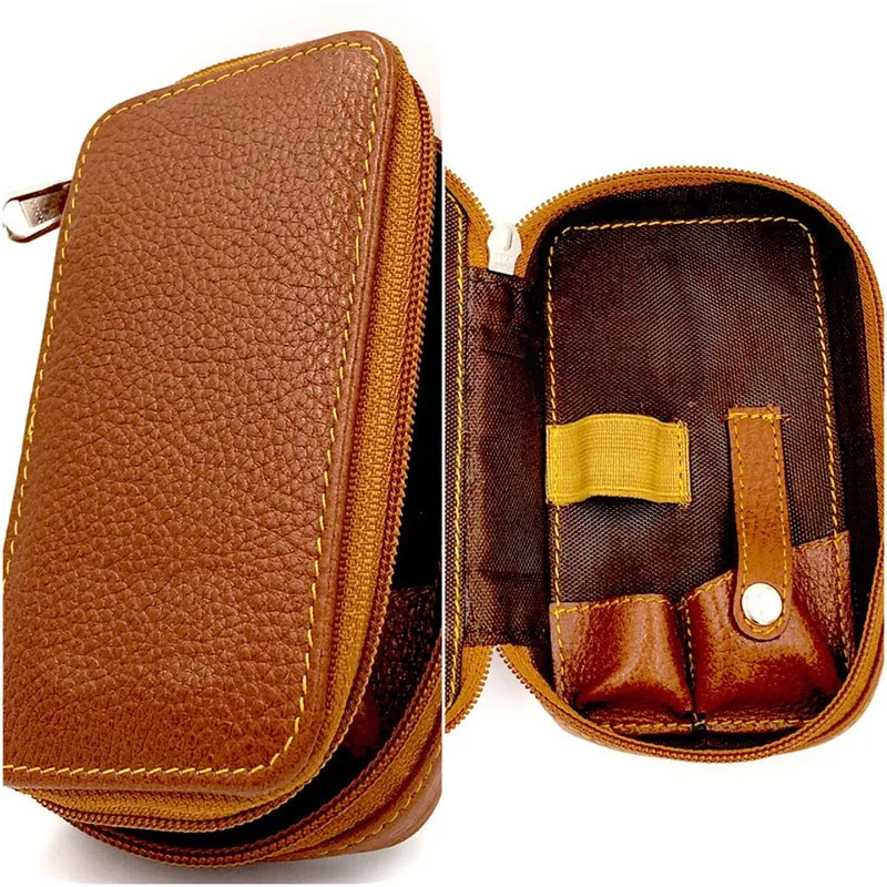 mens leather shaving kit travel case