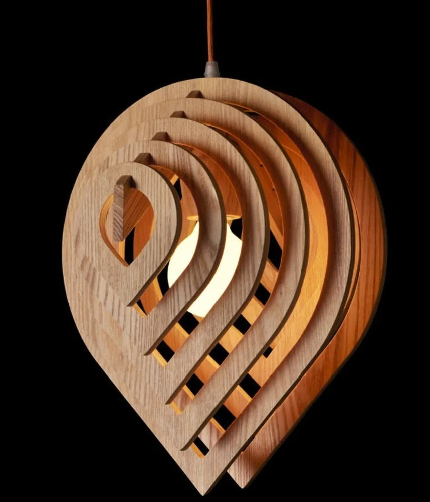 Nordic creatieve korte houten hanger lampen water druppelvorm ...