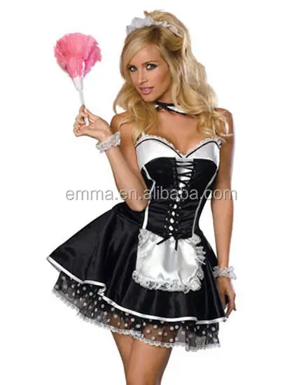 2015 Newest Pattern Sexy French Maid Costume Funny Halloween Costume