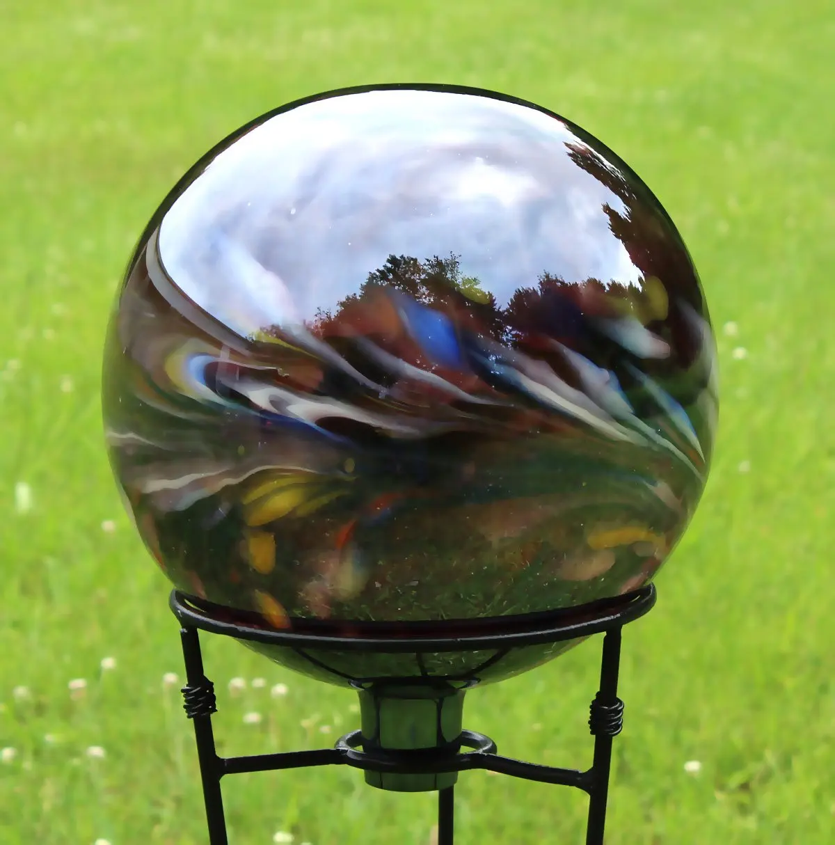 Patio, Lawn & Garden Gazing Balls Glass Gazing Ball Circus Yellow 12