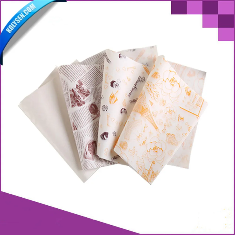 Wholesale Custom Food Grade Greaseproof Sandwich Burger Wrapping Wax Paper Parchment Paper Wood Pulp Offset Printing Virgin