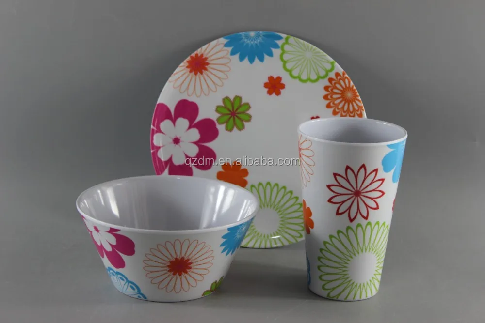 3pcs Dinner Set(Plate/Bowl/Cup) Made Of Melamine