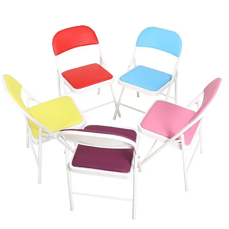 Wholesale Cheap Colorful Folding Chair Metal Structure With Pu Back And