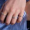 gold plated thin band minimal band cz cluster design small stone cute lovely women stacking minimal cz ring