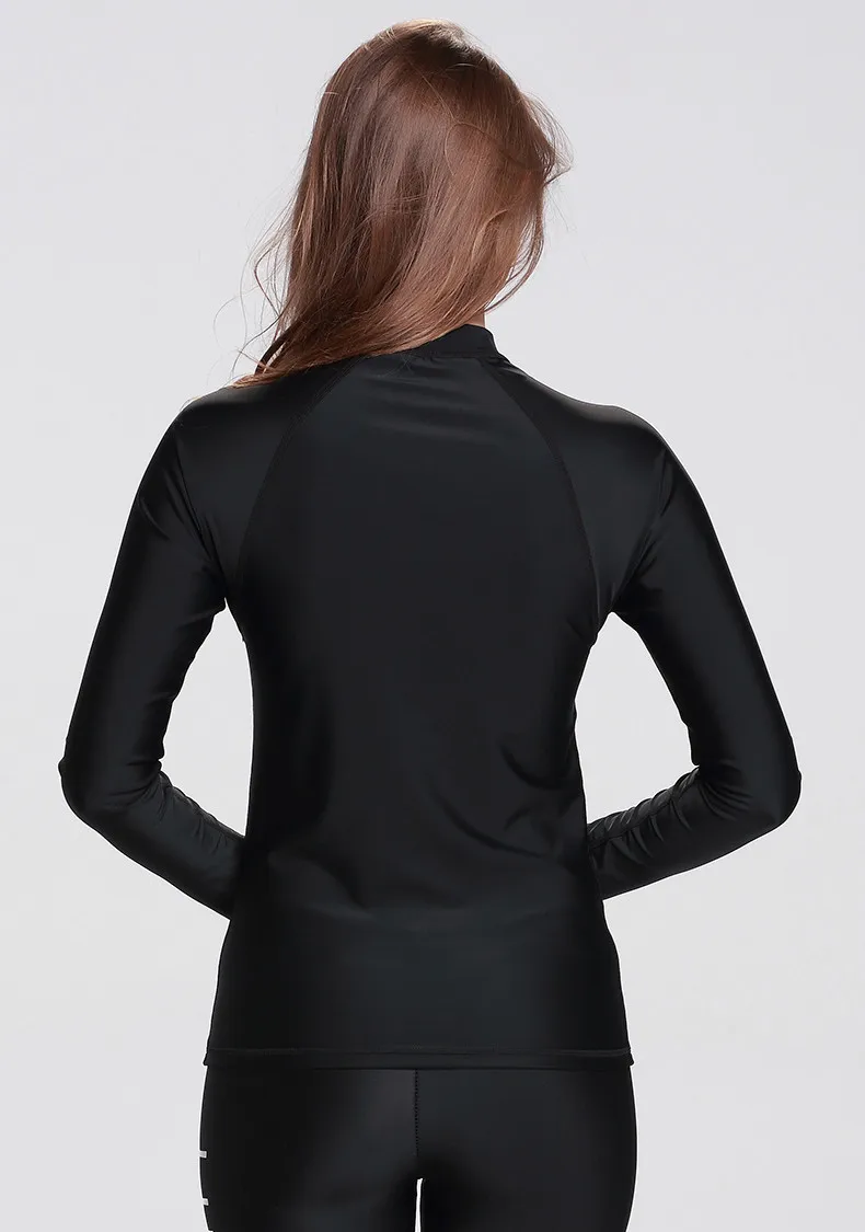 Sbart Long Sleeve Rash Guard Women Front Zipper Rashie Quick Dry Rash