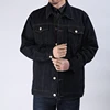 OEM High quality brand logo top model cheap black custom denim jacket factory uk wholesale man jeans jacket