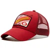 Oem youth 6 panel cotton materials red washed women vintage trucker hats wholesale