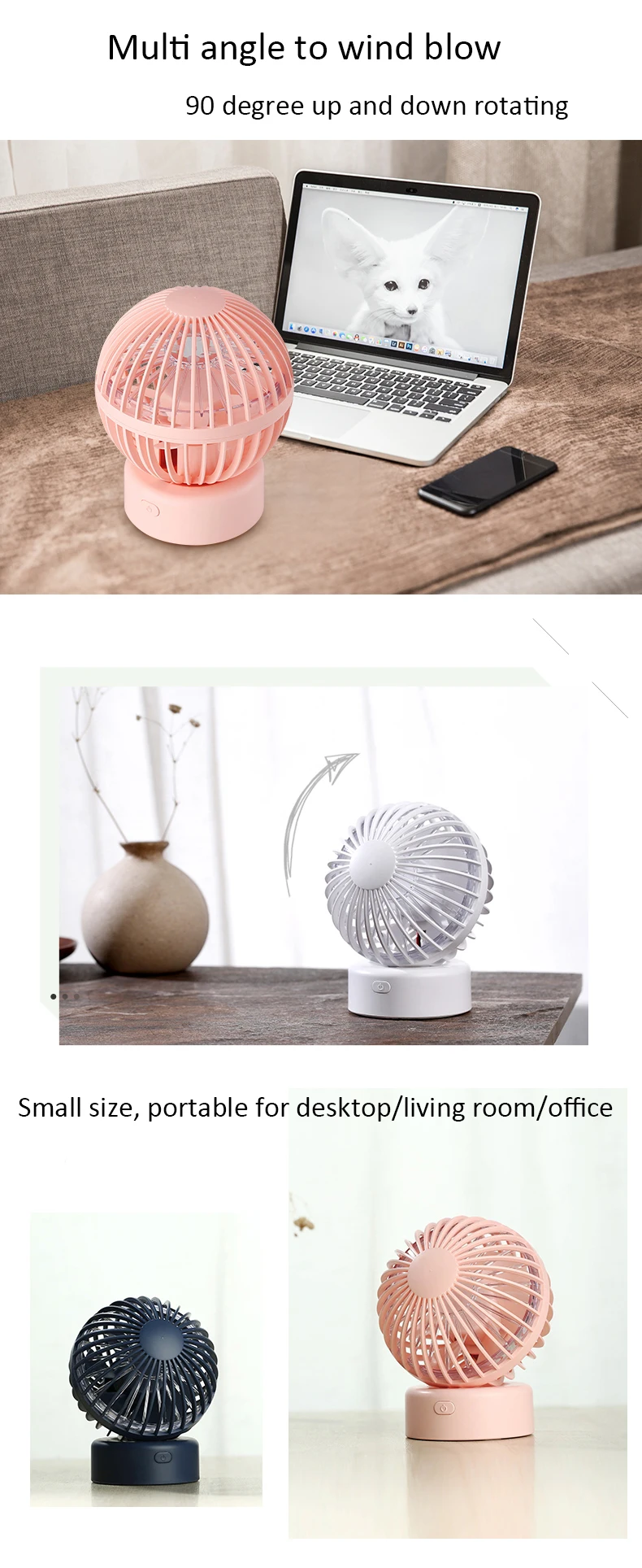 2018 New coming hot-ballon shape usb mini table portable fan for hot summer rechargeable