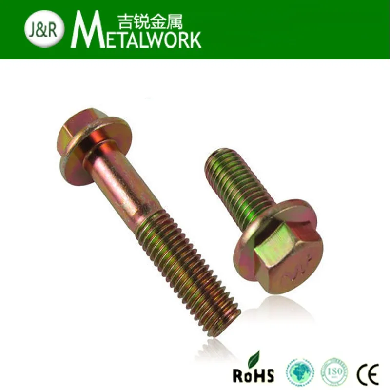 Galvanized Steel Yellow Zinc Plated Hex Flange Head Bolt (din6921