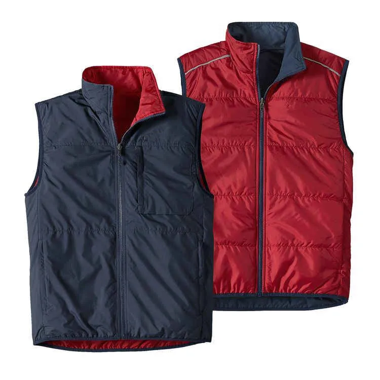 Custom Winter Men's Light Down Vest Reversible Outdoor Vest Sleeveless ...