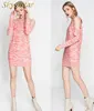 Hot fashion lady long sleeve cut out cold shoulder mini knitted bodycon dress