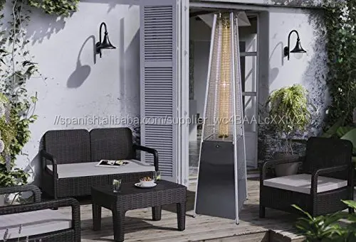 Estufa gas butano exterior pirámide -diseño moderno en color cromado