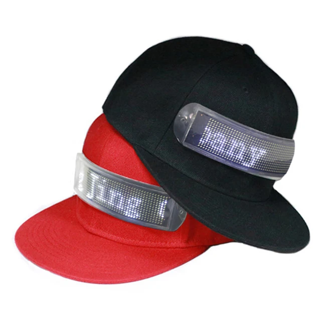Multifunctions Usb Recharging Led Light Logo Cap Programmable Led Hat