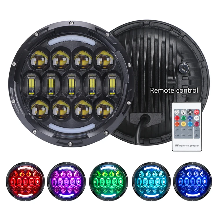 Easy Control RGB 105W 7'' LED Headlight, Osram 7inch sealed beam led lamp for Jeep JK CJ TJ