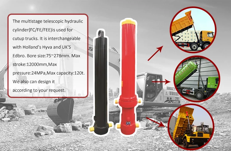 Wholesale Custom Made 5 Stage Dump Truck Telescopic Hydraulic Cylinder