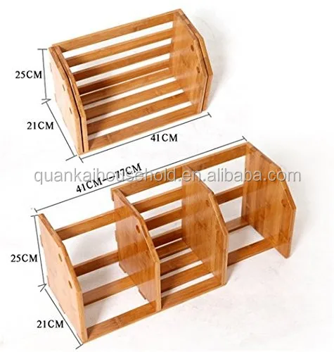 Adjustable Expandable Bamboo Desktop File Folder Rack File Folder Rack ...