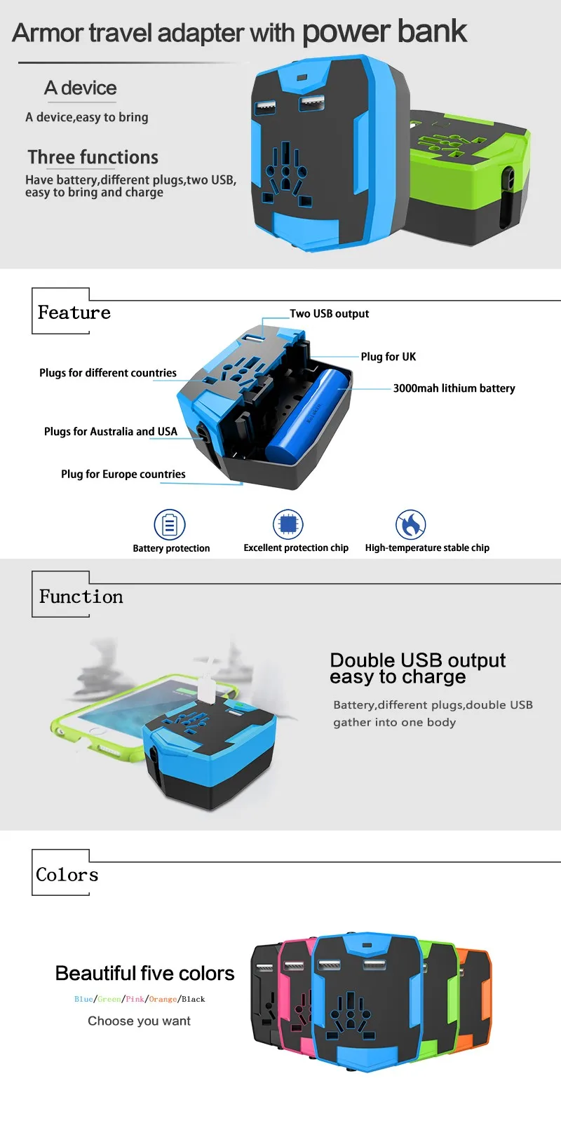 travel adapter with power bank