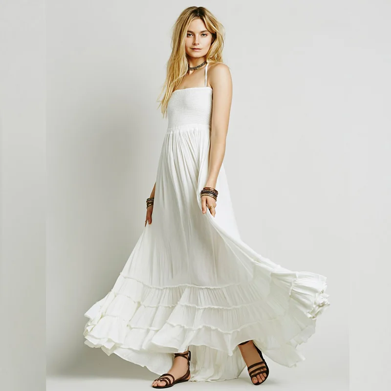 white flowing beach dress