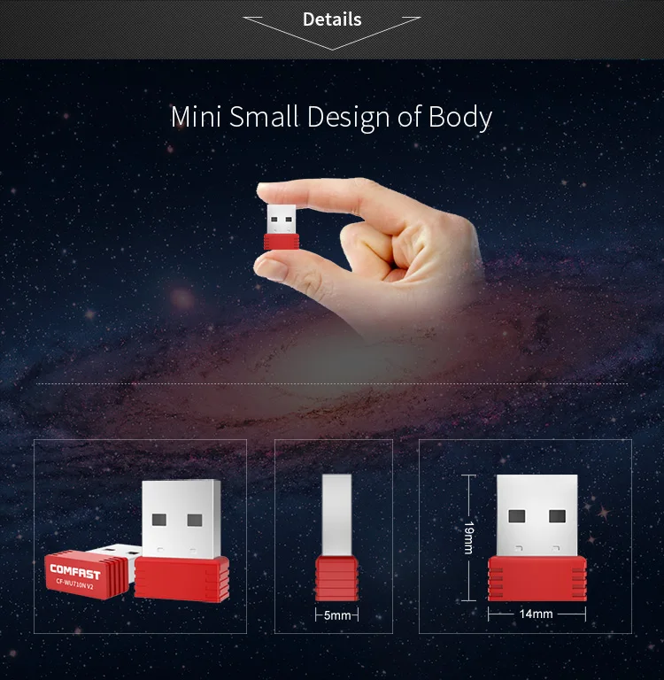 Best Selling Comfast Cfwu710n V2 Wireless Usb Adapter Mtk 7601 Usb