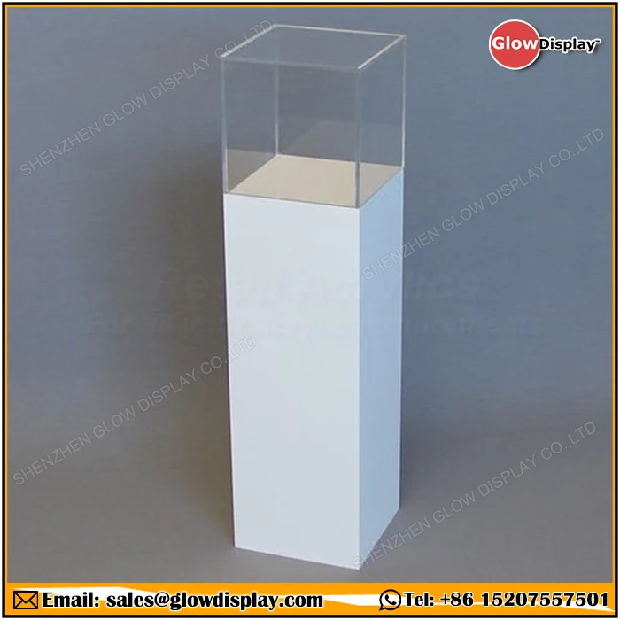 Glowdisplay Opal Acrylic Display Plinth Pedestal With Clear Display