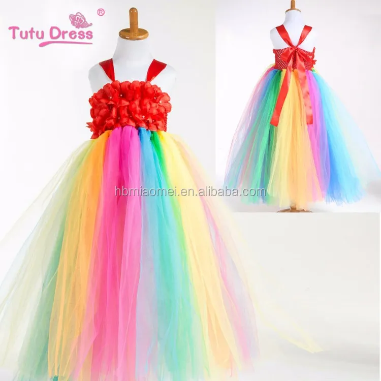 rainbow flower girl dress