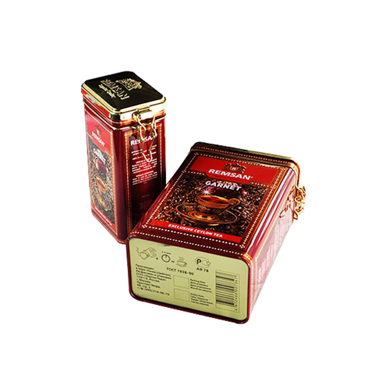 Two specifications design rectangle plastic airtight lid tin packaging box for coffee tea