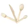 disposable wooden tableware with wooden fork knife spoon