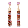 ed01323c 925 Sterling Silver Stud Shimmer Beaded Tassel Dangle Drop Earrings Fashion Jewelry