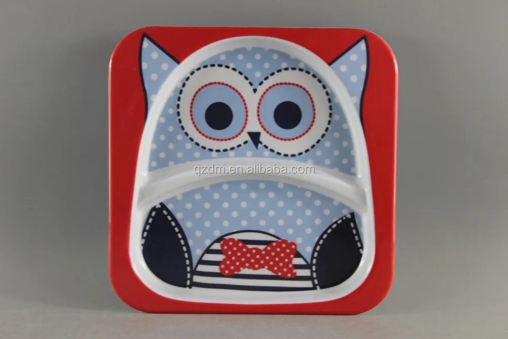 Round Melamine 4 Section Divider Lunch Plates For Kids