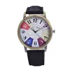 fashion colored leather watch gift set lady rainbow colored dial watch